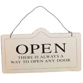 Stylish Antique Open & Close (OPEN & CLOSED) Open & Close Wooden Double-Sided Board Plate for Shops, Rooms, Cafes, Interior Signs, Decoration (White, White)