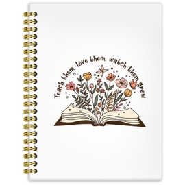 BRRNYOI Floral Book Teachers Notebook Journal 5.5x8.3, Teacher Appreciation Gifts, Back to School Teacher Gifts, Teach Love Watch Them Grow Teaching Hardcover Spiral Notebooks for Note Taking
