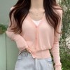 5-Color Thin Sheer Summer V-Neck Cardigan White/FREE