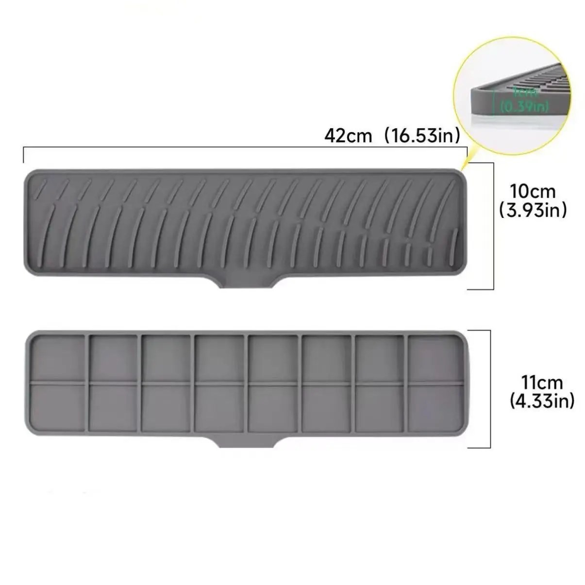 Kitchen Faucet Silicone Mat – Anti-Slip Sink Drain Protection, Slope Drainage for Countertop