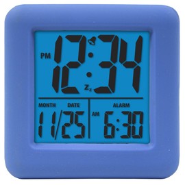 Equity 70913 Digital Blue Silicone Cube Alarm Clock with On-Demand Backlight