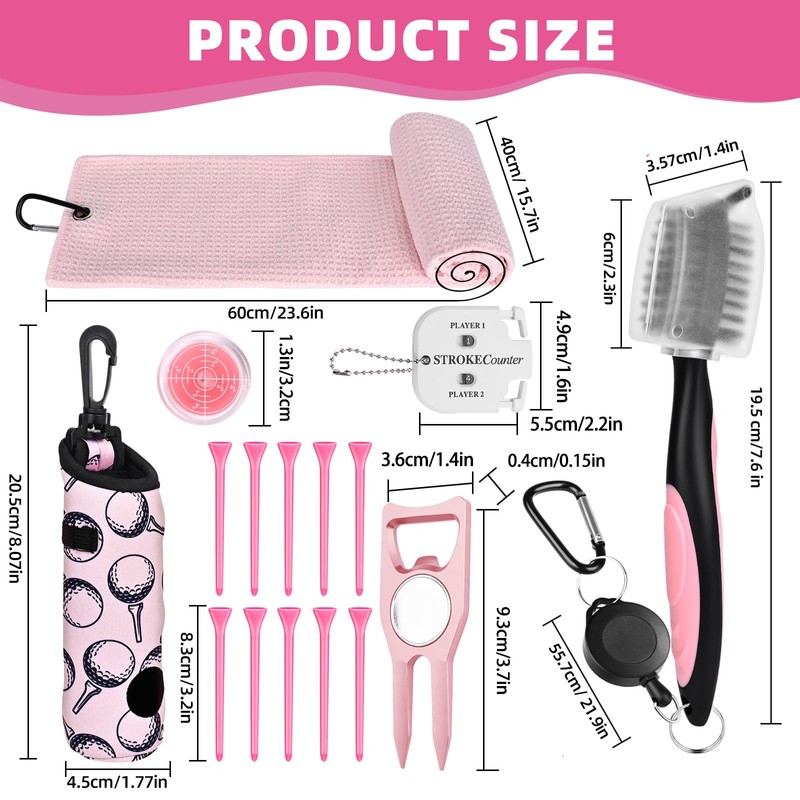 Wynaura 17 Pcs Golf Accessories Kit, Includes Cleaner Brush, Towel,