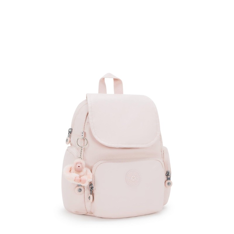 Kipling City Zip Mini Metallic Backpack Pink Shine