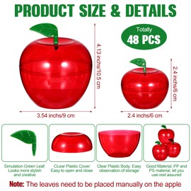 Tioncy 24 Pcs Large Plastic Apple Containers Rosh Hashana Decorations Red Apple Containers Bobbing Apple Teacher Apple Candy Cookie Jars Toy Containers for Gift Party Wedding Christmas Party