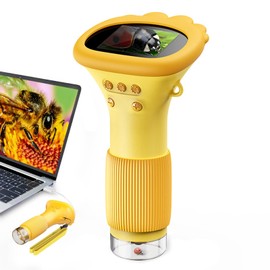 Kids Handheld Microscope 100X-1000X Magnification, Portable Pocket Microscope for Kids Ages 4-12 with Built-in Storage, LED Lights & PC Connection