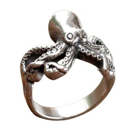 Sinoyp Stainless Steel Octopus Ring Gothic Punk Jewelry for Men Women (10)