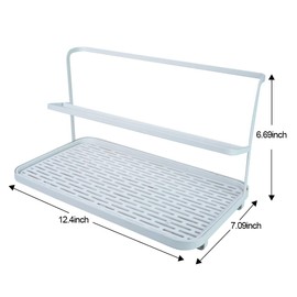 L-WASH Bottle Drying Rack with Drain Tray, 12.4 x 7.09 inch Counter Organizer, White