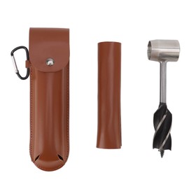 CHICIRIS Bushcraft Equipment, Bushcraft Drill, Auger Drill Bit with Leather Bag, Wood Drill Outdoor Equipment, Hand Drill Wood, Hand Drill Bushcraft, for Outdoor, Camping, Bushcraft