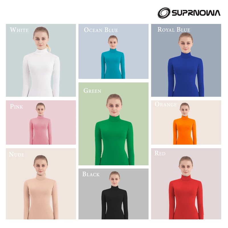 SUPRNOWA Mock Turtleneck Full Body Unitard Elastane Spandex Long Sleeve