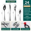 Flatware Set Rack,24 Piece Gilded Silverware Set with stand,Hanging Stainless