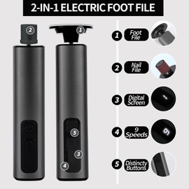 Electric Callus Remover Rechargeable Professional Foot File Nail Grinder 2 in 1 with Sandpaper Discs,9 Speed Adjustable，Pedicure Tool for Dead Cracked Hard Skin Calluses