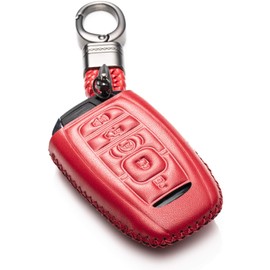 Vitodeco Funda de piel auténtica para llavero inteligente compatible con Lincoln Continental, MKC, MKZ, MKX 2017 - 2022, Lincoln Navigator 2018 - 2022, Lincoln Nautilus 2020 - 2022 (5 botones, rojo)