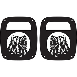 JeepTails Growling Bear Tail lamp Light Covers Compatible with Jeep CJ or YJ and TJ Wranglers Black Set of 2