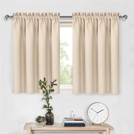 DWCN Brown Blackout Curtains for Small Window, Thermal Insulated Energy Saving Room Darkening Curtains for Kitchen/Bedroom (W42 x L36 inch, Set of 2 Panels, Top of Rod Pocket)
