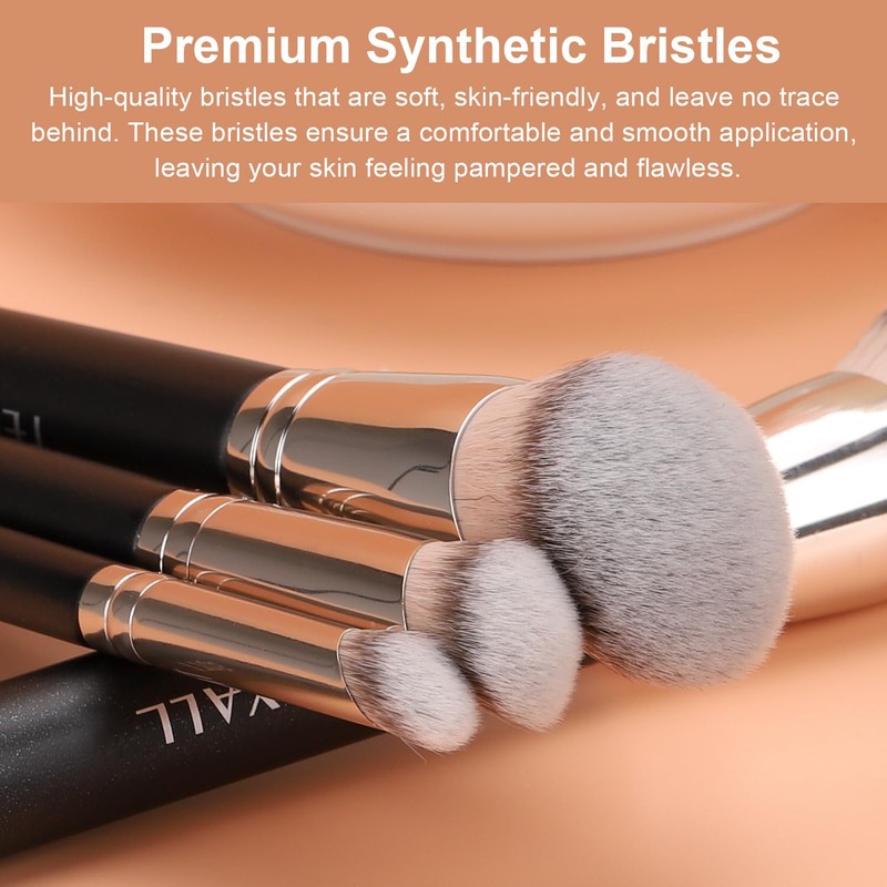 TEOYALL Foundation Contour Conceal Brush Set, 3PCS Angled Synthetic Kabuki