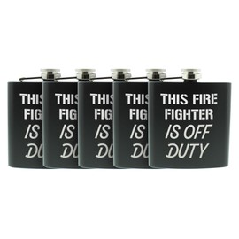 Fire Fighter Gifts For Son This Fire Fighter Is Off Duty 5-Pack 6oz Stainless Steel Hip Flasks Black