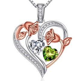 Iefil Sister in Law Gifts - Sister in Law Birthday Gifts, Sister in Law Valentines Day Gifts, Gifts for Sister in Law | August Peridot Jewelry, April White Topaz Necklace