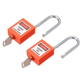 M METERXITY 2 Pack Tagout Lockout - Indoor Outdoor Safety Padlock, Keyed Alike & Steel Shackle, Apply to Electricity/Hydraulic/Pneumatic Locks (38mm, Orange)