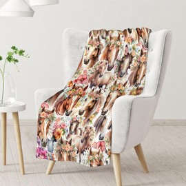 Horse Throw Blanket - Soft, Fuzzy & Warm - 40 x 50 Inches Small Blanket for Couch, Sofa - Colorful Cute Blanket Gift for Girls, Boys