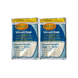 EnviroCare Replacement Micro Filtration Vacuum Cleaner Dust Bags made to fit Kenmore Upright Type U/L/O 50688 and 50690, Panasonic Type U-2, Miele Type Z 6 pack
