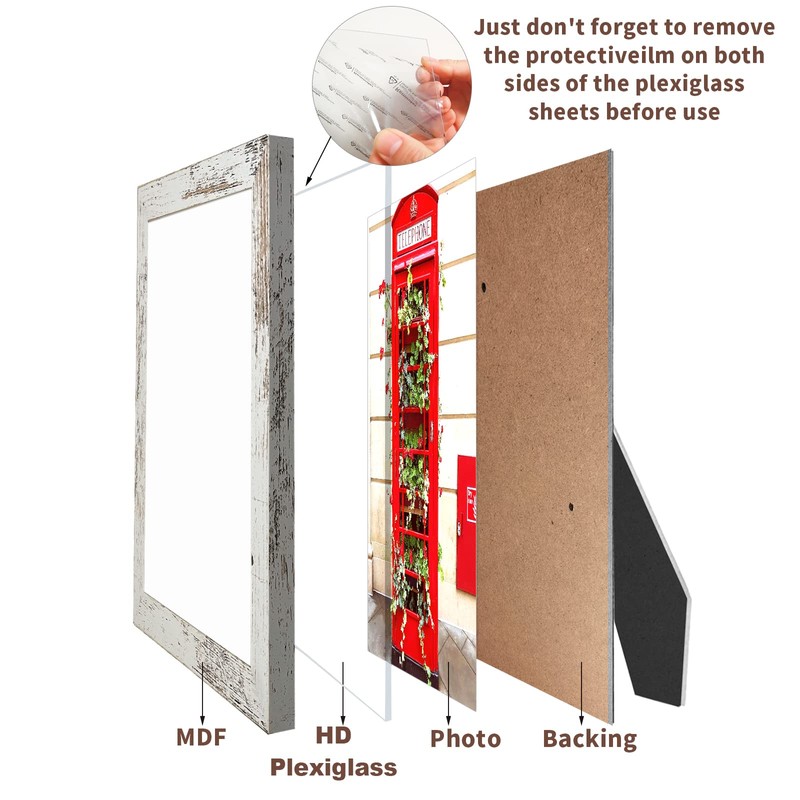 SESEAT 8x10 Picture Frame Rustic Distressed White, Display Pictures for