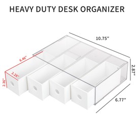 Yesesion 2 Pack Plastic Cord Organizer Drawers, Cable Storage Box with 40pcs of Wire Ties, Large Electronics Management Display Case for Desk Accessories, Office Supplies, USB, data Cable (White)