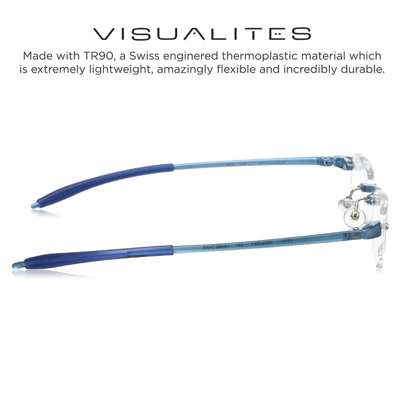 Visualites 1 Sky Blue 1.00 Power Lightweight Rimless Reading Glasses