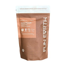 Fun Earth Co. Mushroom Mocha | Mushroom Supplement | Lions Mane Powder Chaga Cordyceps Reishi | Adaptogens | Cacao Powder Vanilla | 8.47 Ounce Bag | 30 Servings | Immune Support