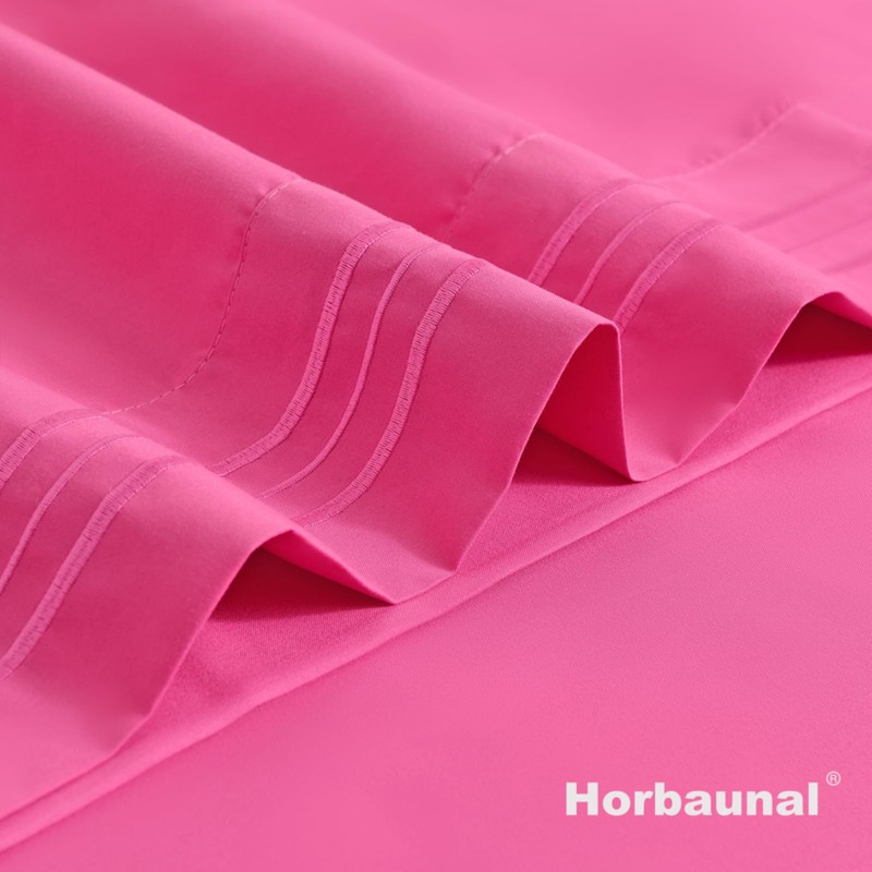 Horbaunal 2 Pack Microfiber Pillowcases Standard Size Hot Pink Bed