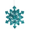 Large Teal Blue Glitter Snowflake Christmas Tree Baubles Decorations (Set
