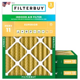 Filterbuy 17.25x19.25x4 Air Filter MERV 11 Allergen Defense (3-Pack), Pleated HVAC AC Furnace Air Filters Replacement (Actual Size: 17.25 x 19.25 x 3.63 Inches)