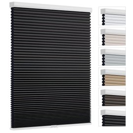 Changshade Blackout Cordless Cellular Shades for Indoor Windows, Room Darkening Blinds Black Out Shades for Bedroom Windows Pull Down Pleated Shade Size 35 inch Wide 72 inch High, JZCEL35BK72C