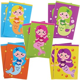 Baker Ross FX790 Magic Mermaid Memo Pads - Pack of 10 Party Bag Fillers for Kids School Cone Filling