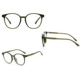 FEISEDY B1207 Blue Light Cut Glasses, Date Glasses, Large Size, Frame, Smart Glasses, Round Glasses, UV Protection, Round Glasses, Boston-Shaped, Small Face Effect, 0.5 oz (13 g), Lightweight,