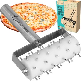 Rodillo profesional para masa de pizza – Rodillo de pizza de acero inoxidable con espigas, acoplador de masa para galletas, pan casero, tarta, galletas, rodillo de masa de pizza