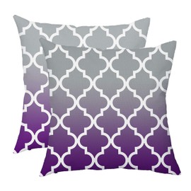 TAOSON Pack of 2 Soft Canvas Throw Cushion Cover Pillow Covers Cases for Couch Sofa Home Decor Modern Quatrefoil Accent Geometric with Hidden Zipper Closure Only Cover 18 x 18 Inches Gray Purple