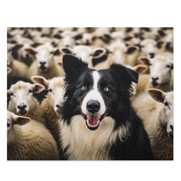 Border Collie Puppy 1000 Piece Jigsaw Puzzle for Adults- Sheep