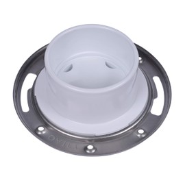 Oatey 43613 3 in. or 4 in. Fast Set White PVC Easy Tap Closet Flange with Stainless Steel Ring