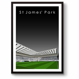 GroundDesigns NEWCASTLE UNITED Football Gift ST JAMES' PARK Stadium Art Unframed A3 Print NUFC