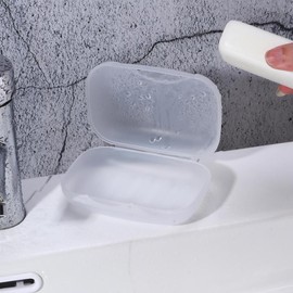 Solid Color Soap Dish Holder with Lid, 1 Count Portable Durable Soap Storage Holder, Household Bathroom Gadgets Supplies - Color: White, Size: one-size