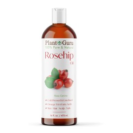 Plant Guru Rosehip Oil Unrefined 16 fl. oz. 100% Pure Cold Pressed – Nourishing for Skin, Hair, Scalp, and Nails – Hydrating, Moisturizing, and Rejuvenating.