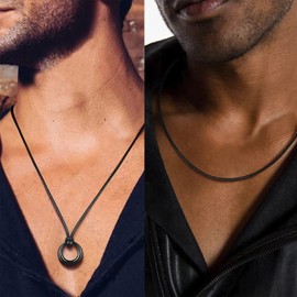 Leather Necklace Cord with Clasp, 16inch-24inch Braided Rope Necklace for Men Women 316L Stainless Steel Clasp, 2mm Black Leather Cord Necklace Brown Leather Necklace for Women (20 inch, Black)