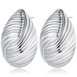 KELMALL Chunky Textured Drop Dangle Earrings for Women - 18K Gold Plated Bold Geometric Oval Square Triangle Heart Statement Earrings, Stainless Steel Hypoallergenic Jewelry Gift