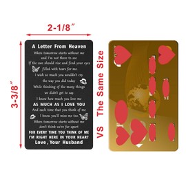 ENGZHI Loss of Husband Sympathy Gift - A Letter From Heaven Memorial Card for Wife - Bereavement Gift from Your Husband​ Wallet Card