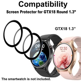 smaate 3D Screen Protector Compatible with GTX18 AR-01 1.3 inches Fitpolo Smartwatch, PMMA, Full Coverage, 3 Pieces