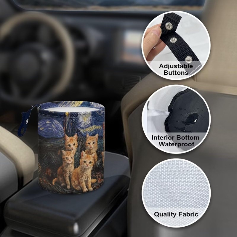 Darisoco Cat Van Gogh Car Trash Bag Hanging, Car Rubbish