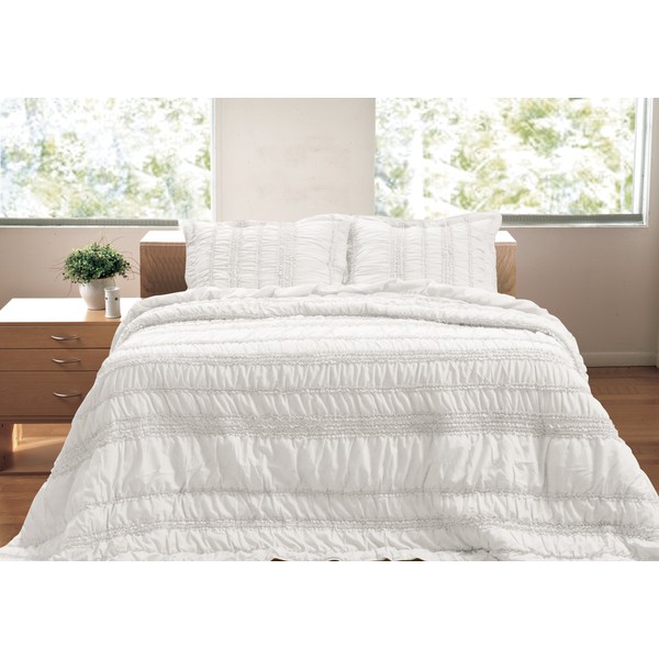 Greenland Home 3-Piece Tiana Quilt Set, Full/Queen, White