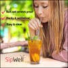 SipWell Stainless Steel Drinking Straws Set of 4, Curved metal