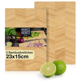 Moritz & Moritz 2 x Chopping Board Bamboo Small – 23 x 14.5 cm – Breakfast Board Bamboo Set – Chopping Board for Serving and Serving