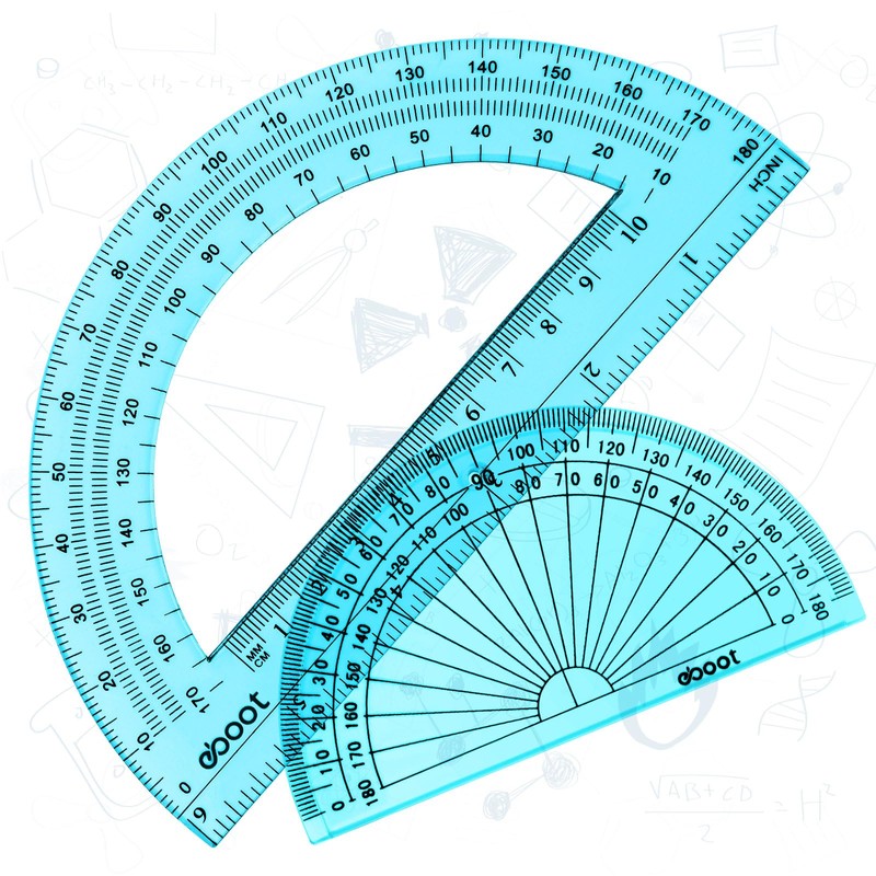 EBOOT 2 Pcs Plastic Protractor Clear 180 Degrees Transparent Protractor